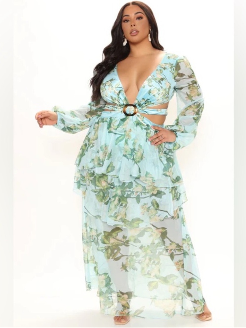 Garden Kisses Maxi Dress Turquoise
 Sheer Plus Size